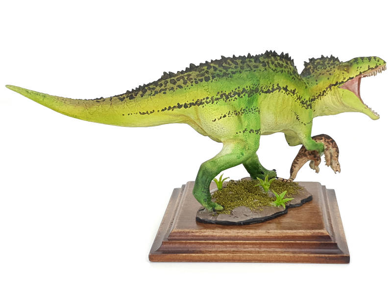 Acrocanthosaurus mit Beute, grün, Dinosaurier Modell von Alexander Belov