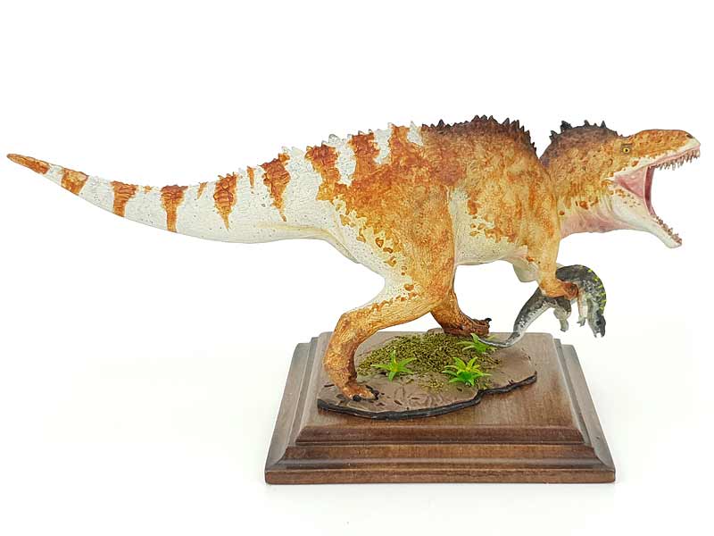 Acrocanthosaurus mit Beute, braun-weiß, Dinosaurier Modell von Alexander Belov