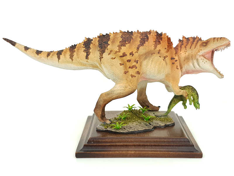 Acrocanthosaurus mit Beute, braun gestreift, Dinosaurier Modell von Alexander Belov