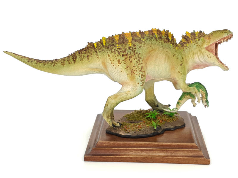 Acrocanthosaurus mit Beute, grünlich, Dinosaurier Modell von Alexander Belov