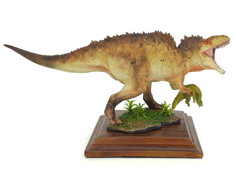Acrocanthosaurus mit Beute, hellbraun, Dinosaurier Modell von Alexander Belov