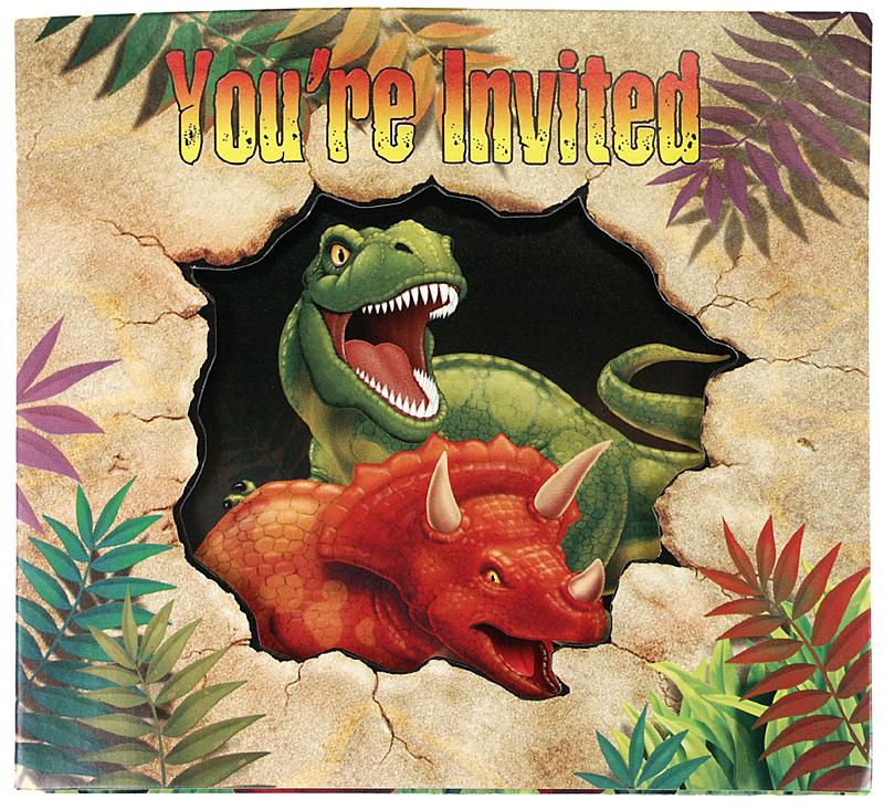 Set mit 8 Dinosaurier Einladungskarten, Dino Party Zubehör