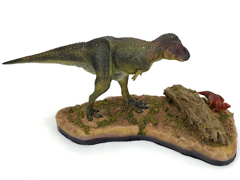 Tarbosaurus & Saurolophus Jungtier, Diorama von Shane Foulkes