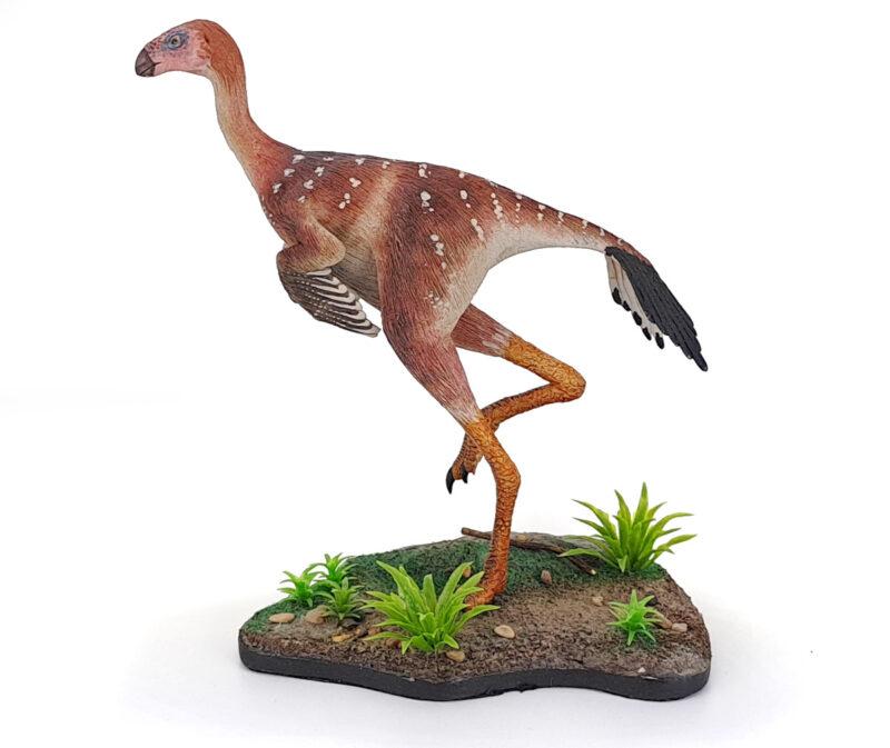 Caudipteryx, rot-braun, Dinosaurier Modell von Galileo Hernandez